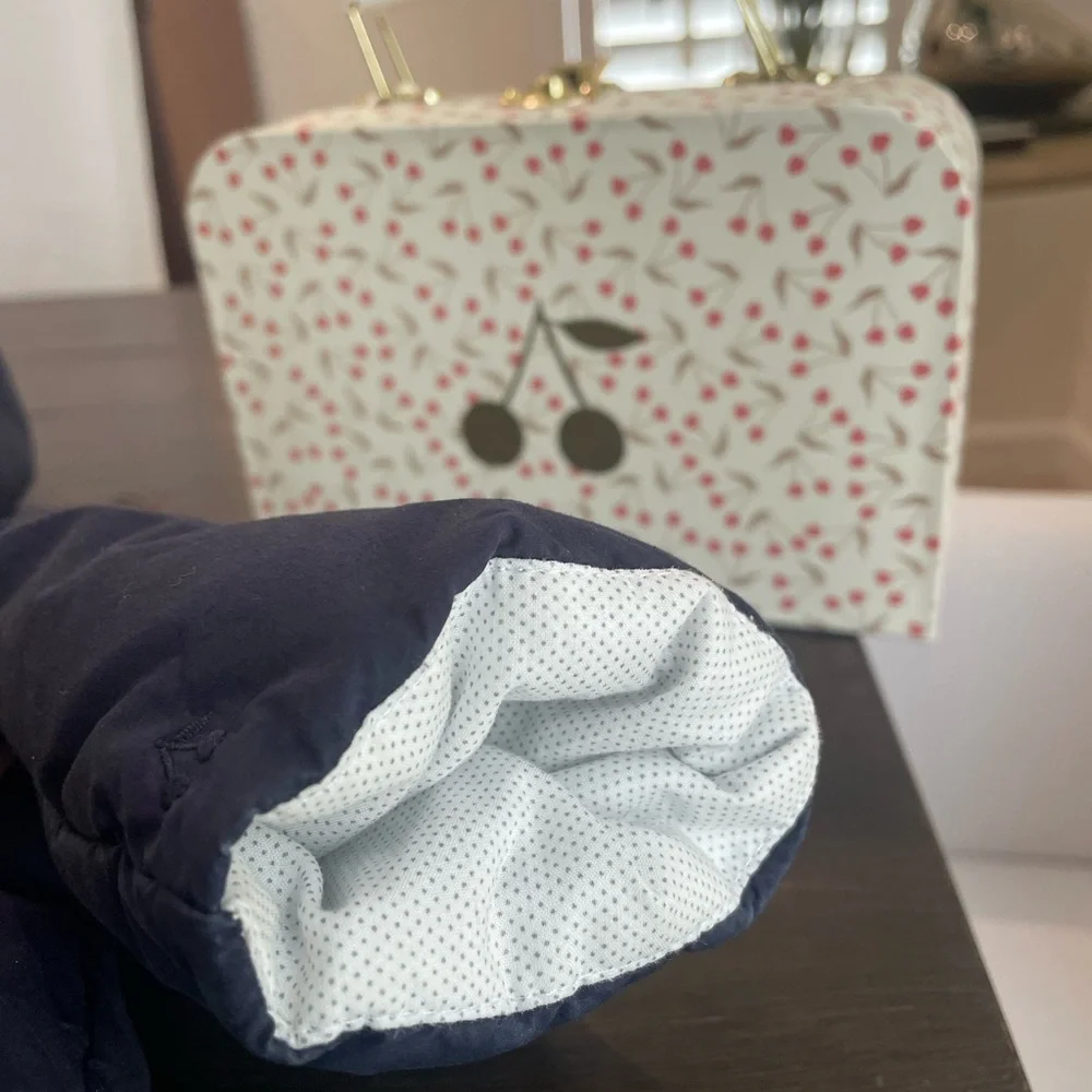 Bonpoint Navy and White Polka Dot Fabric - Picture 2 of 5